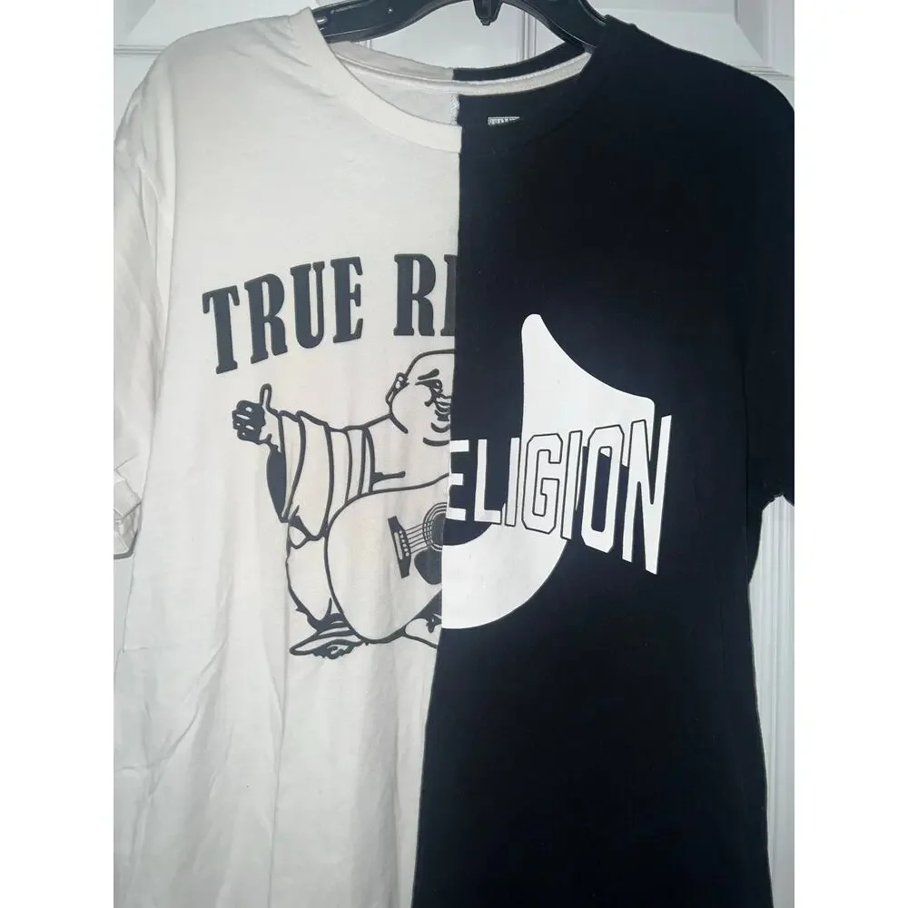 True Religion Black & White Short Sleeve Short Sleeve Men's Shirt HTF Sz L Large